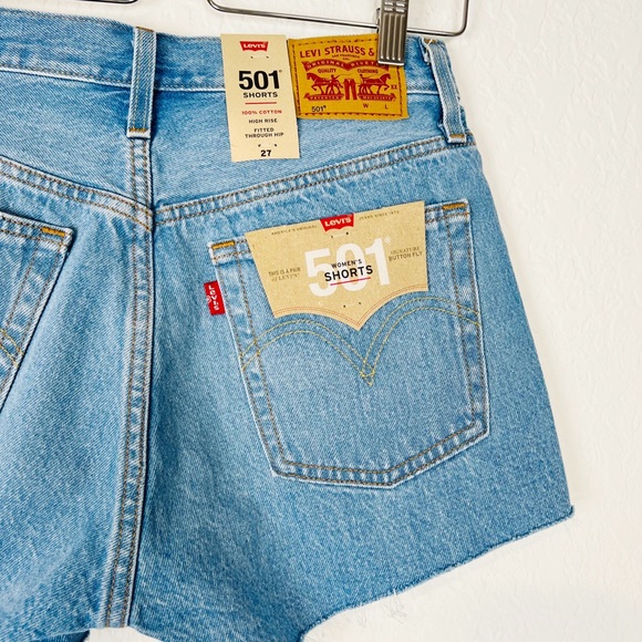 NEW Levi’s Premium 501 High Rise Distressed Shorts - Picture 11 of 12